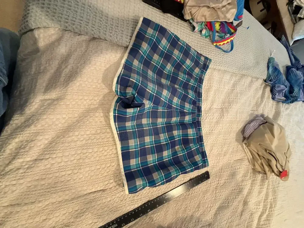 Parke & Ronen Men's Plaid Swim Trunks Blue Swimwear Shorts